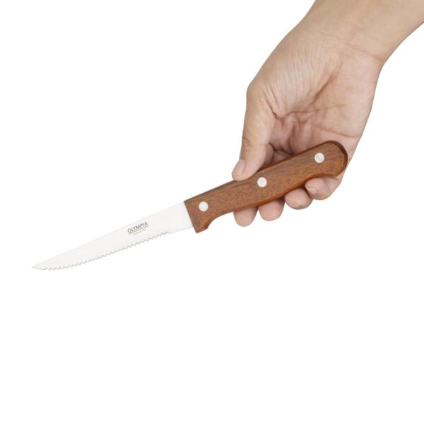 Olympia steakmes houten heft 21,5cm (12 stuks) - Afbeelding 2