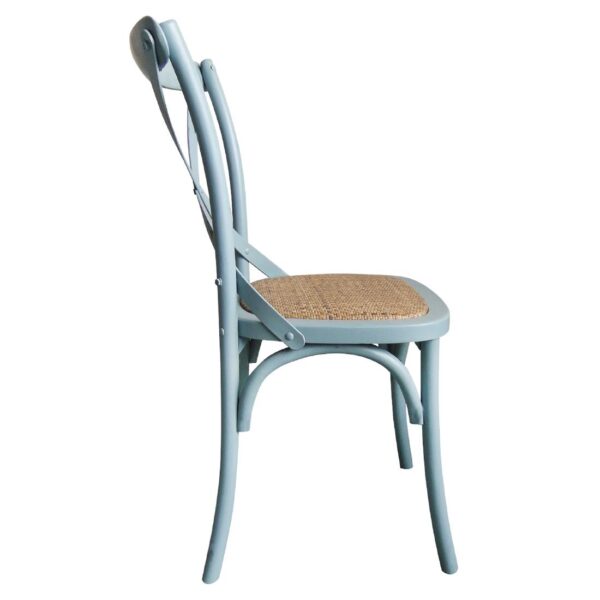 Bolero houten stoel met gekruiste rugleuning antiek blue wash (2 stuks) - Afbeelding 3