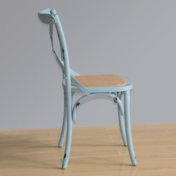 Bolero houten stoel met gekruiste rugleuning antiek blue wash (2 stuks) - Afbeelding 7