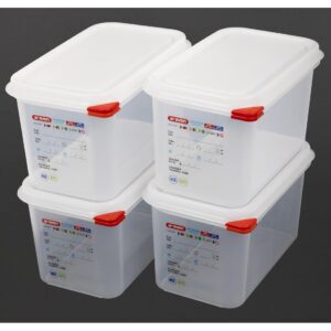 Araven GN 1/4 voedselbak met deksel 4,3Ltr (4 stuks)