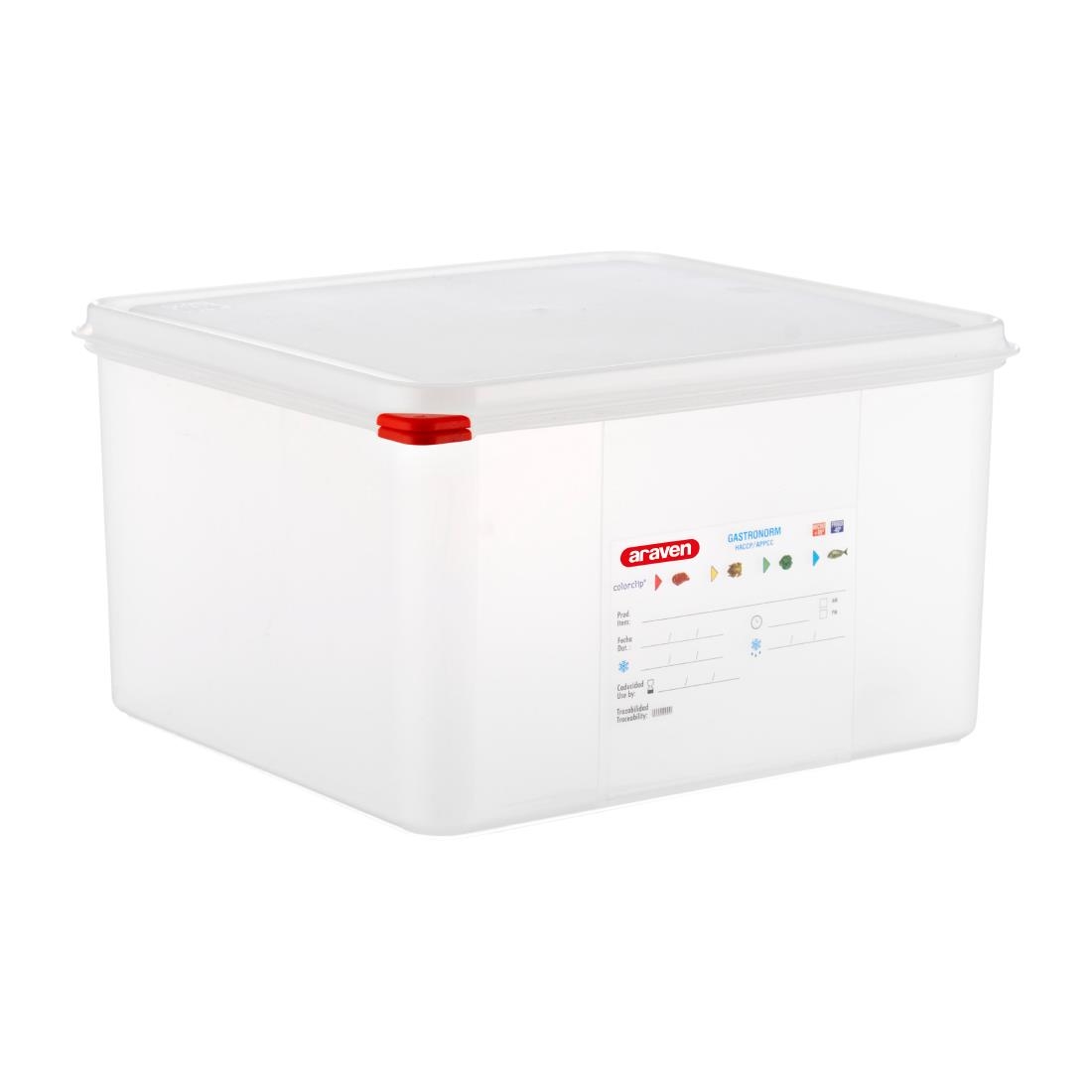 Araven GN2/3 voedseldoos met deksel 19Ltr (4 stuks)