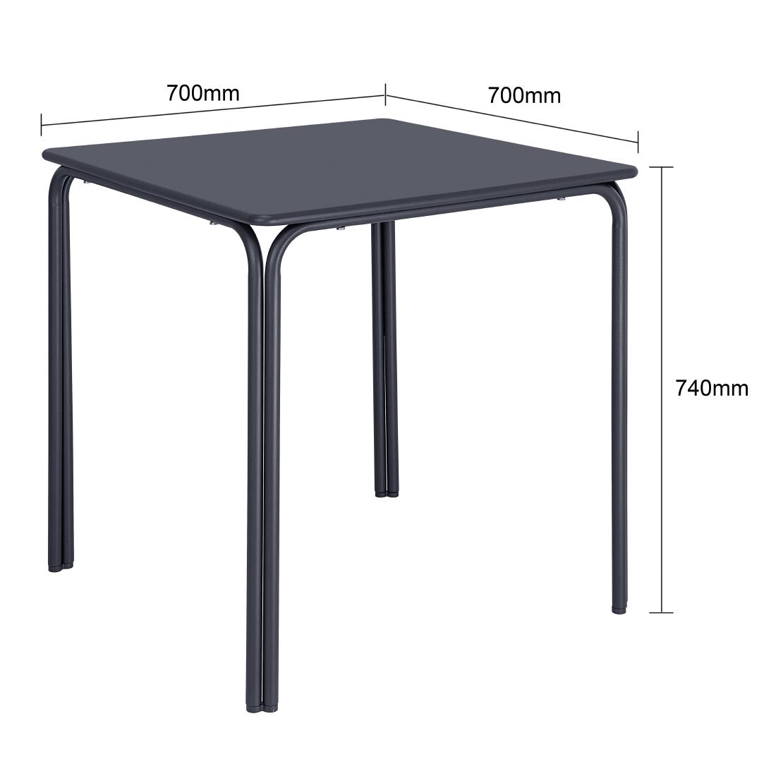 Bolero Adeline Stalen Vierkante Tafel 700mm Leisteen Blauw