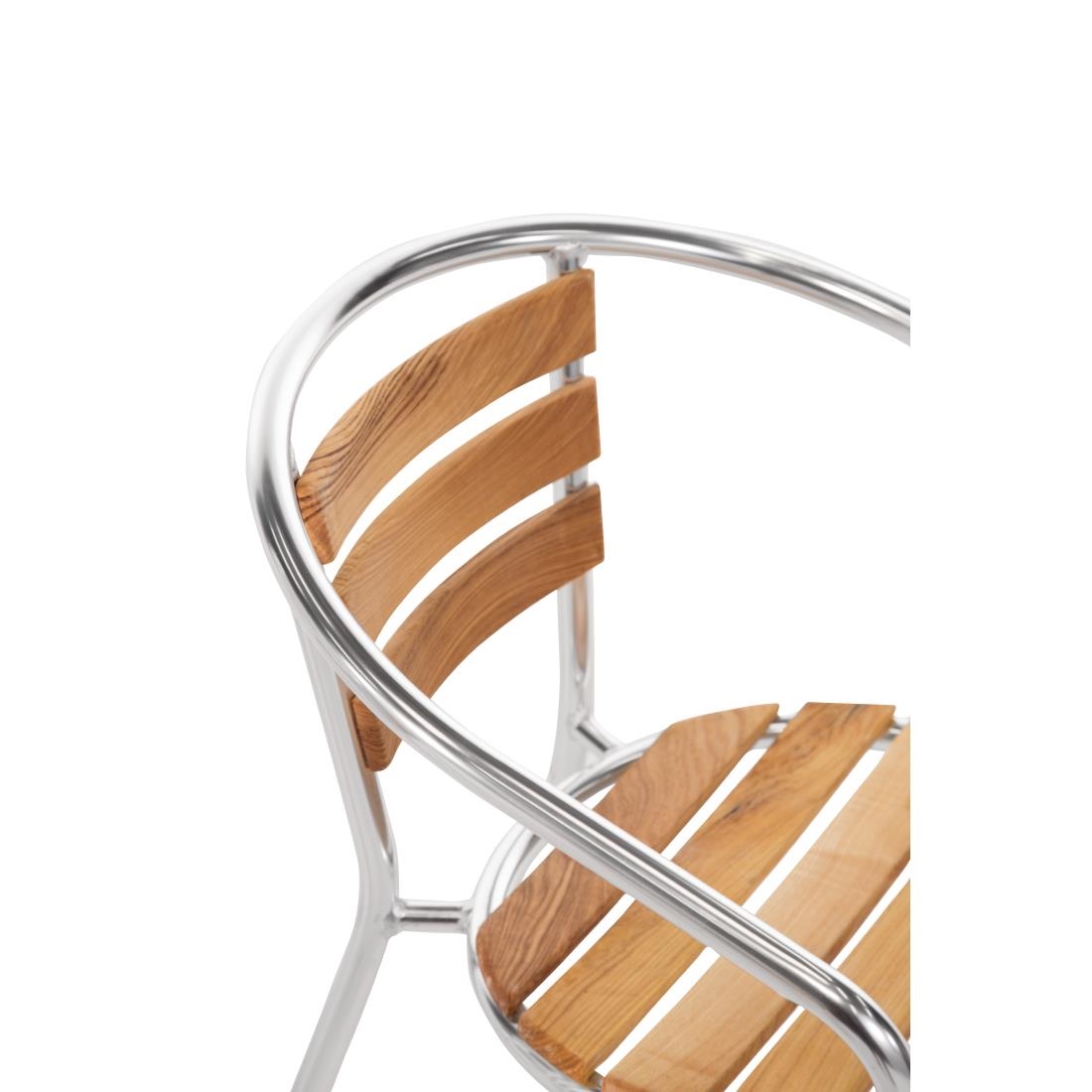 Bolero aluminium en essenhouten stoelen met armleuning (4 stuks)