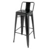 Bolero Bistro gegalvaniseerd stalen barkruk met rugleuning zwart (4 stuks)