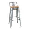 Bolero Bistro Hoge Krukken Met Rugleuning En Houten Zitkussen Gegalvaniseerd Staal (4 Stuks)