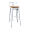 Bolero Bistro Hoge Krukken Met Rugleuning En Houten Zitkussen Wit (4 Stuks)