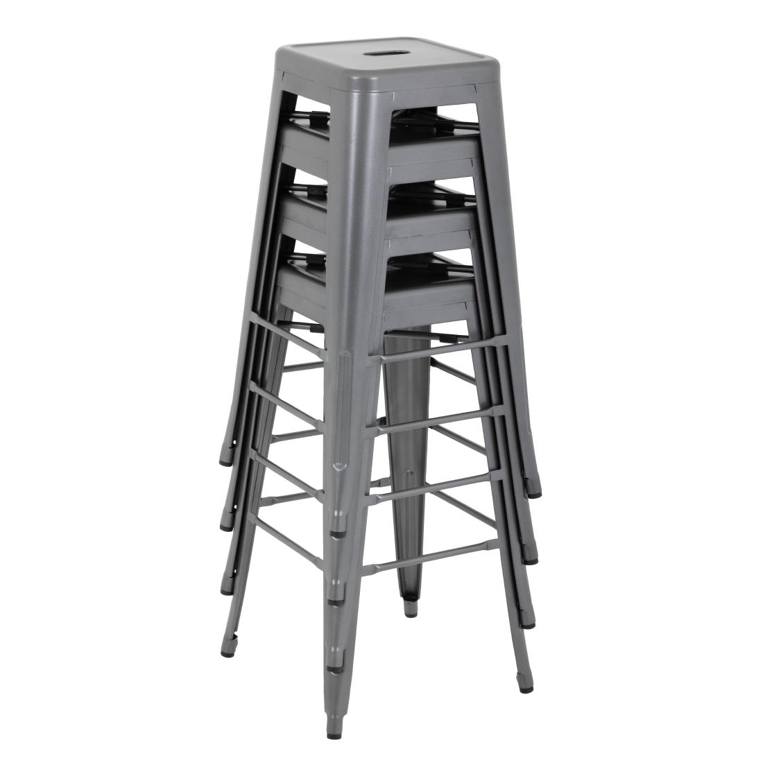 Bolero Bistro stalen barkruk grijs (4 stuks)