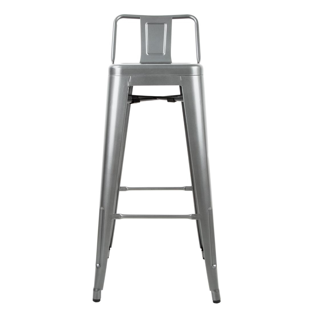 Bolero Bistro stalen barkruk met rugleuning grijs (4 stuks)
