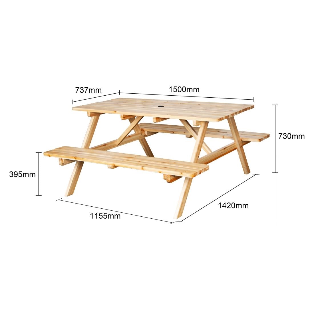 Bolero Elements houten picknicktafel en bankenset 1,52 m