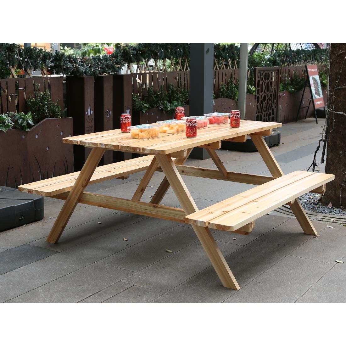 Bolero Elements houten picknicktafel en bankenset 1,52 m