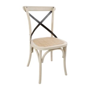 Bolero houten stoel met gekruiste rugleuning ecru (2 stuks)