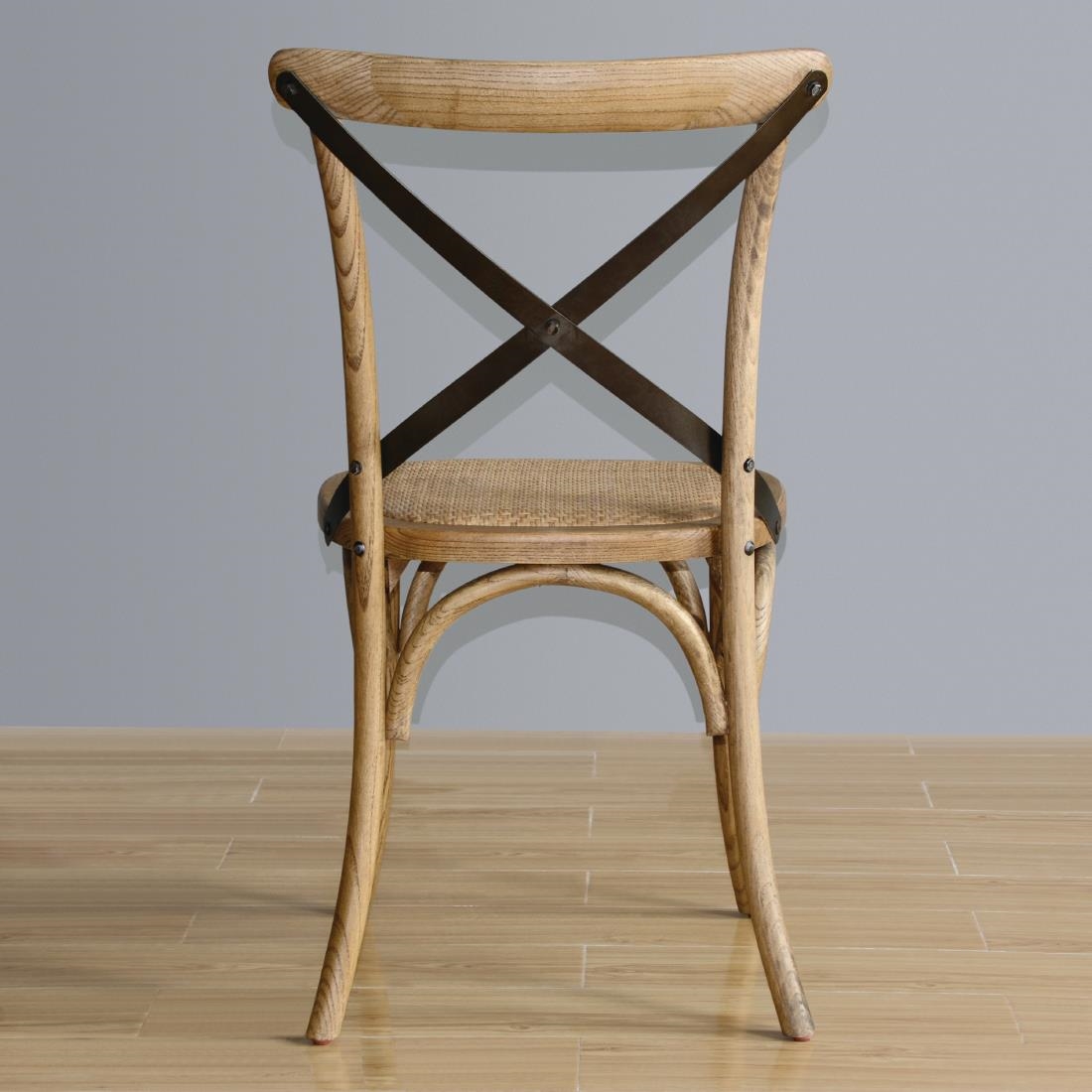 Bolero houten stoel met gekruiste rugleuning naturel (2 stuks)