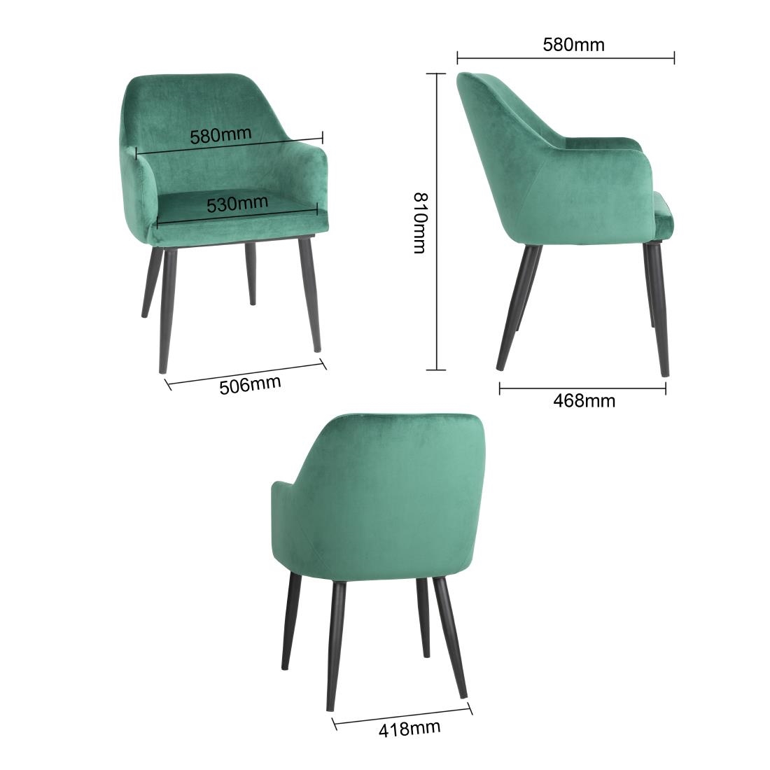 Bolero Lia Velvet stoelen donkergroen (2 stuks)
