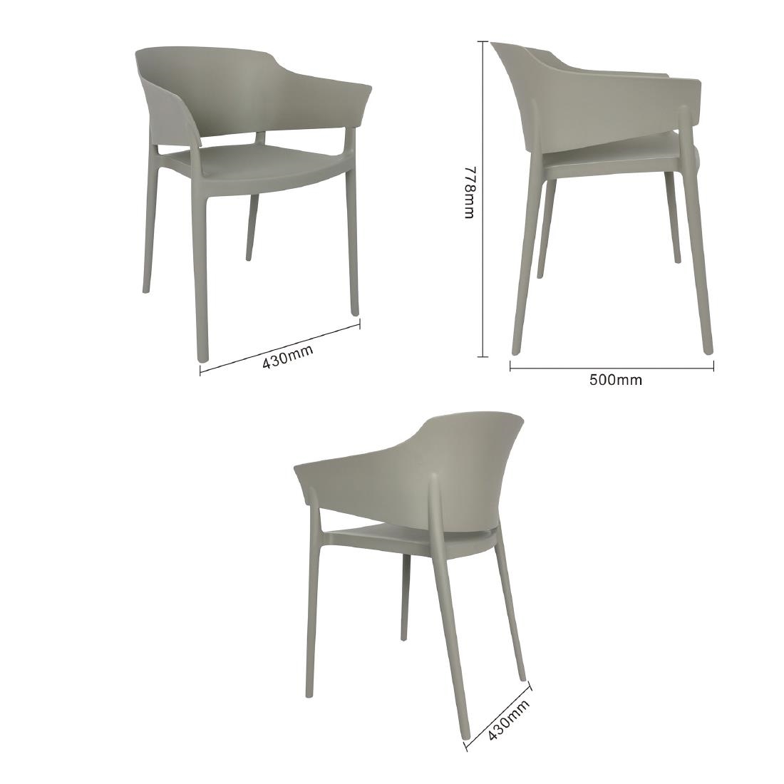 Bolero Lorenzo Caféstoelen Middengrijs (2 stuks)