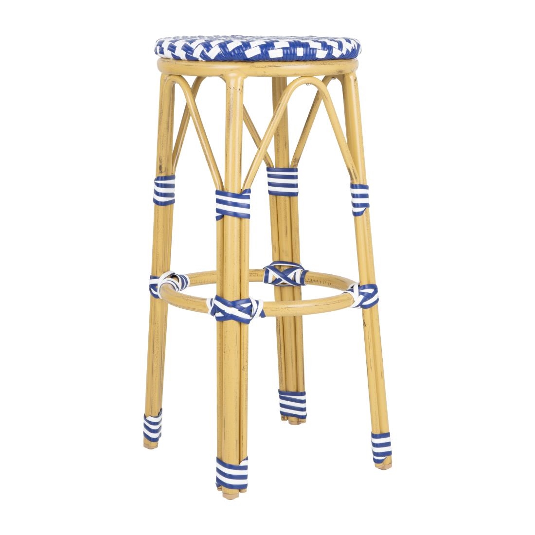 Bolero Parijse Stijl PE Rattan Barkrukken Blauw (2 stuks)