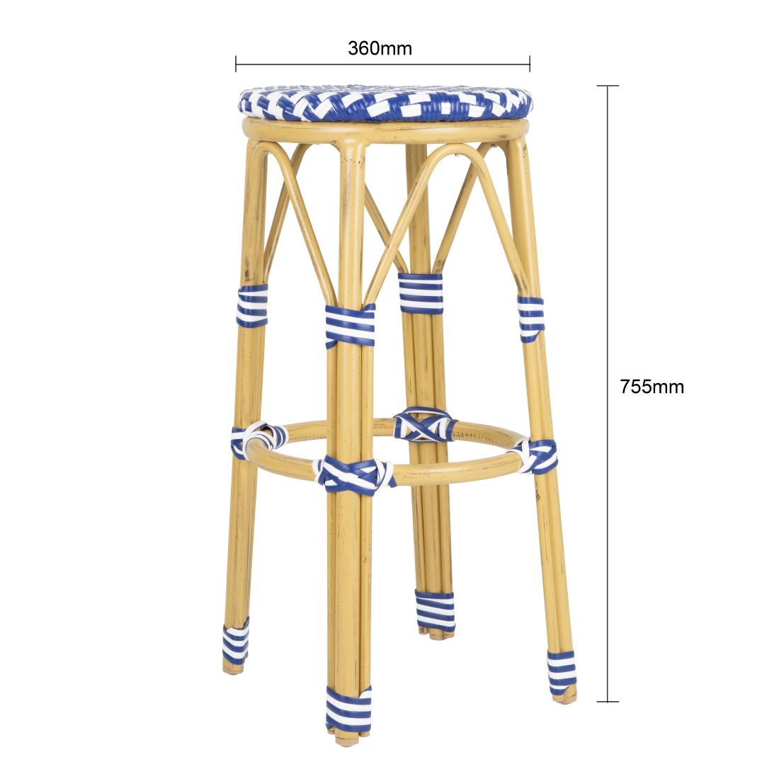 Bolero Parijse Stijl PE Rattan Barkrukken Blauw (2 stuks)