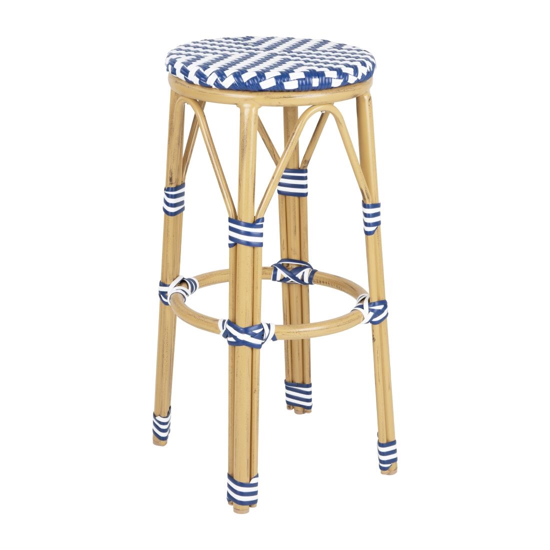 Bolero Parijse Stijl PE Rattan Barkrukken Blauw (2 stuks)