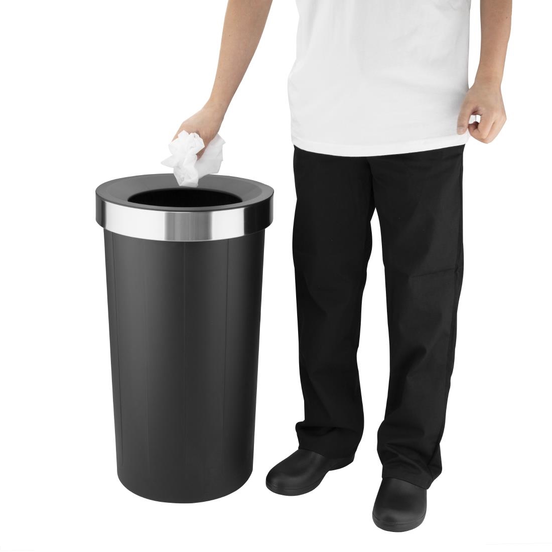 Bolero Ronde Zwarte Bak Met Open Deksel 60Ltr