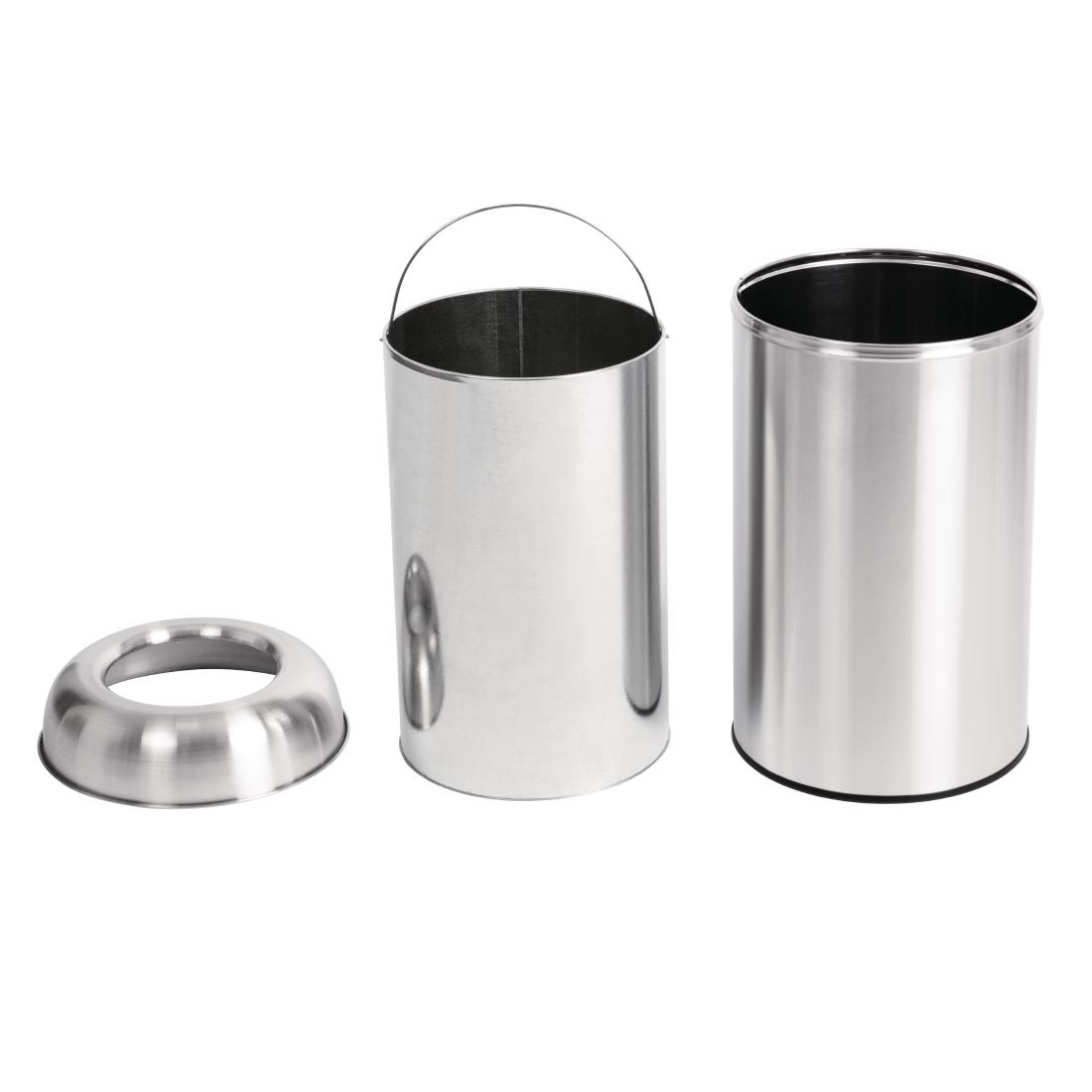 Bolero RVS bullet afvalbak open-top zilver 40Ltr