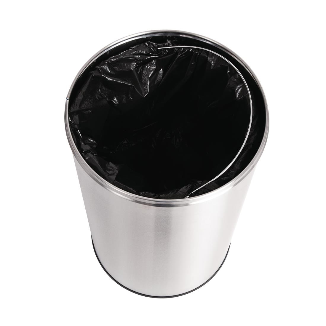Bolero RVS bullet afvalbak open-top zilver 40Ltr