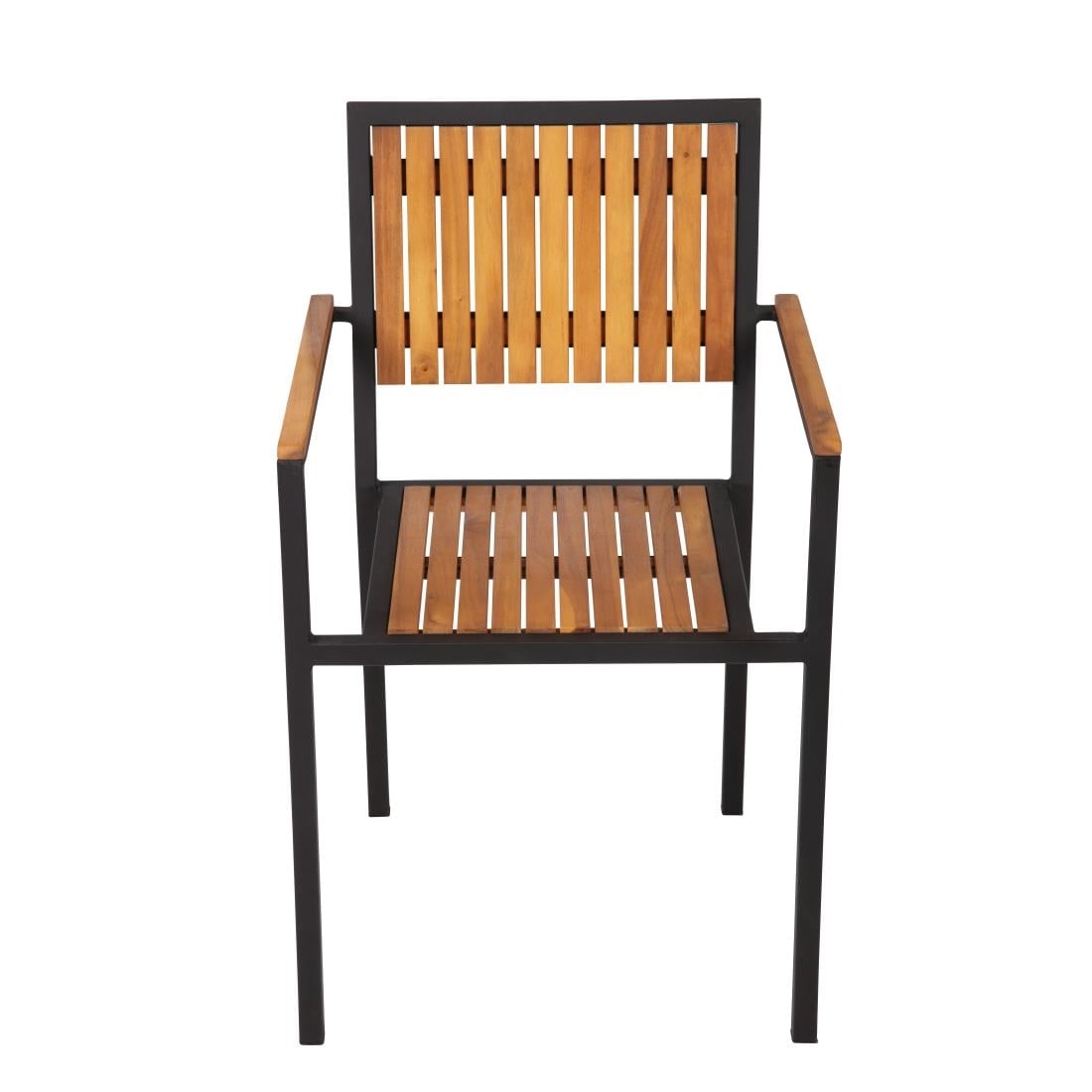 Bolero stalen en acaciahouten stoelen met armleuningen (4 stuks)