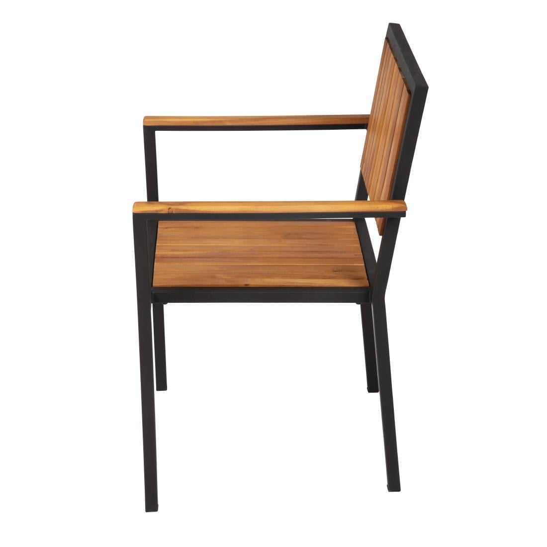Bolero stalen en acaciahouten stoelen met armleuningen (4 stuks)