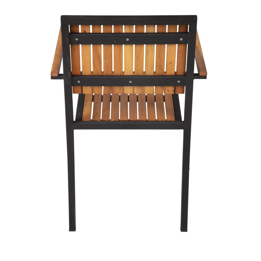 Bolero stalen en acaciahouten stoelen met armleuningen (4 stuks)
