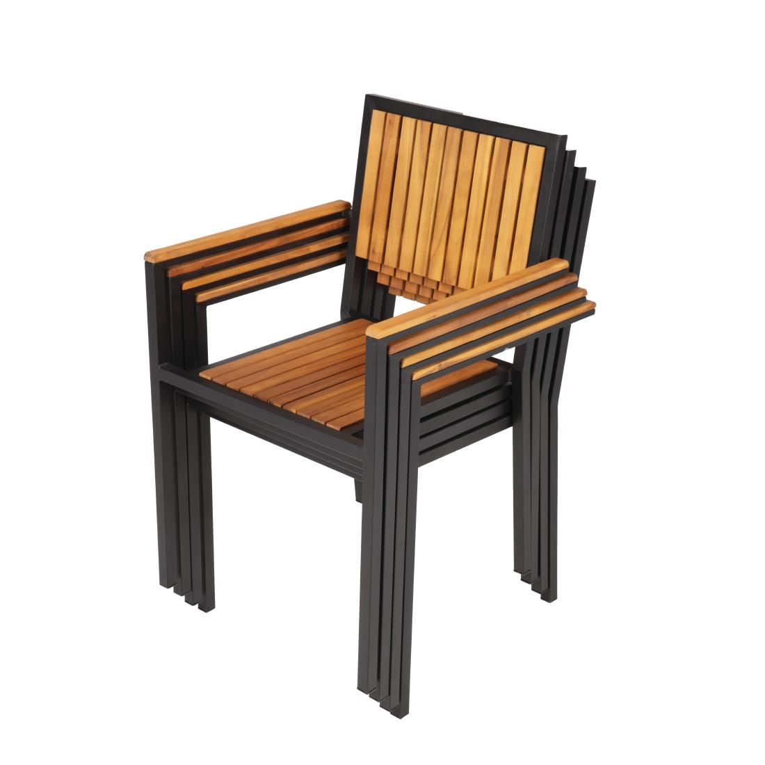 Bolero stalen en acaciahouten stoelen met armleuningen (4 stuks)