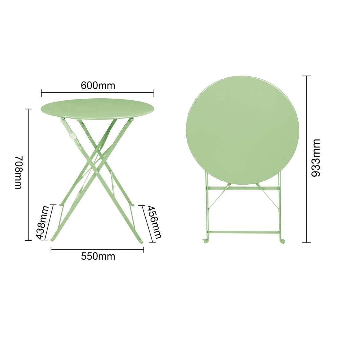 Bolero stalen klaptafel rond lichtgroen 595mm