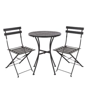 Bolero stalen tuinset zwart (tafel en twee stoelen)