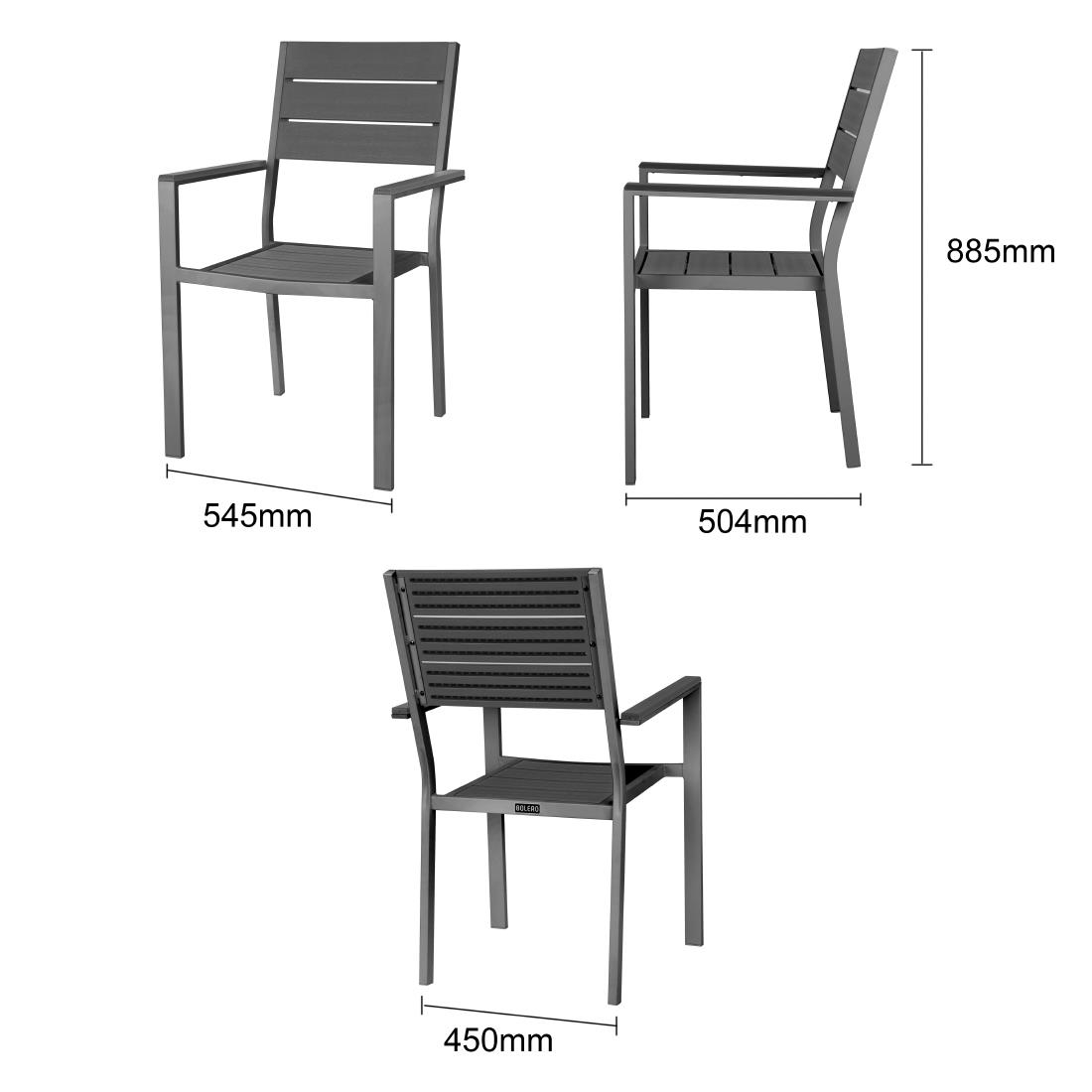Bolero Valletta Grijze Stoelen Met Armleuningen (4 stuks)