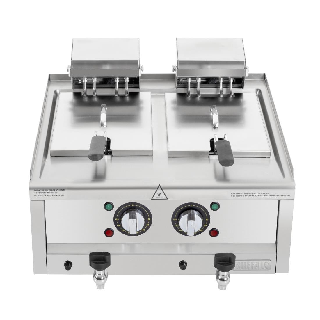 Buffalo 600-Serie Elektrische Friteuse Met Dubbele Tank, 2 x 8 Liter