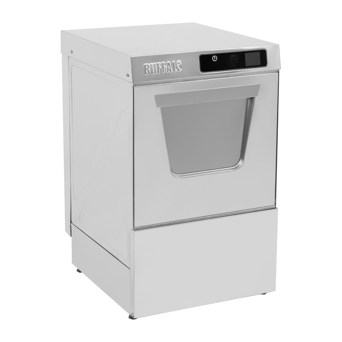 Buffalo Digitale Onderbouw Glazenspoelmachine met Afvoerpomp 400 mm Mand 3,3 kW