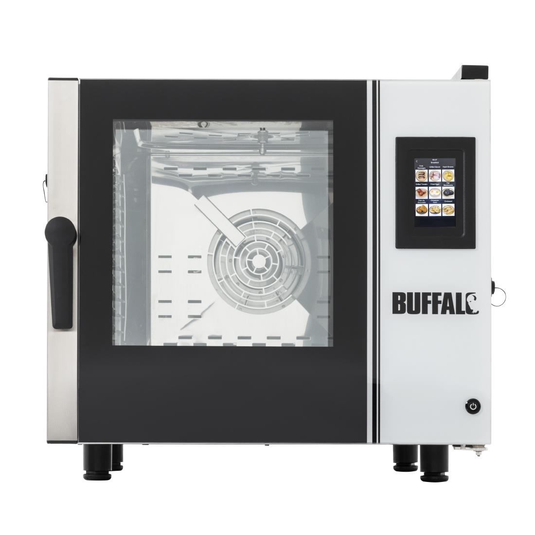 Buffalo Vrijstaande Slimme Touchscreen Compacte Combi Oven 6 x GN 1/1 Met Installatiekit En Afzuigkap