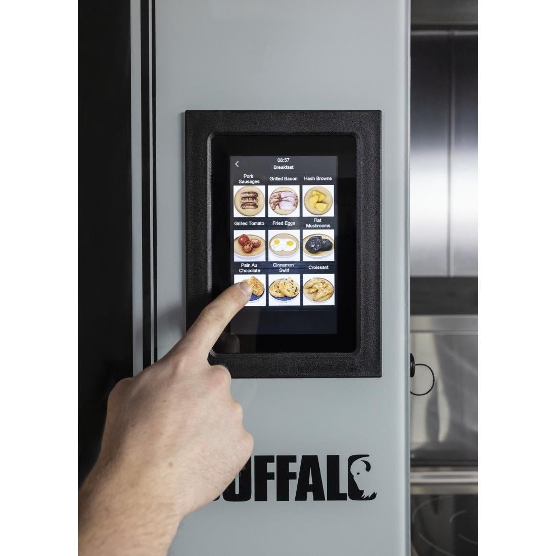 Buffalo Vrijstaande Slimme Touchscreen Compacte Combi Oven 6 x GN 1/1 Met Installatiekit En Afzuigkap