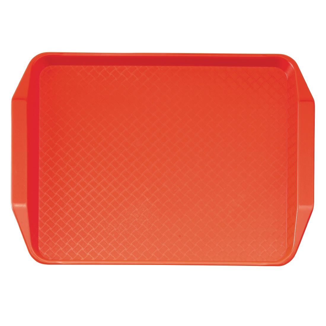 cambro polypropyleen fastfood dienblad met handvatten rood 43x30cm Cambro polypropyleen fastfood dienblad met handvatten rood 43x30cm