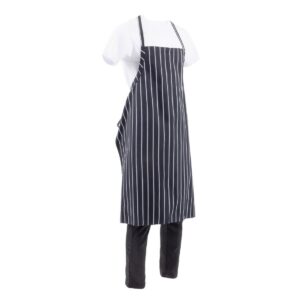 Chef Works Premium geweven schort zwart-wit gestreept