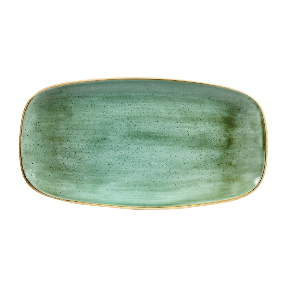 Churchill Stonecast Samphire Green Chefs Ovaal Bord 35.2 x 18.7cm (6 stuks)