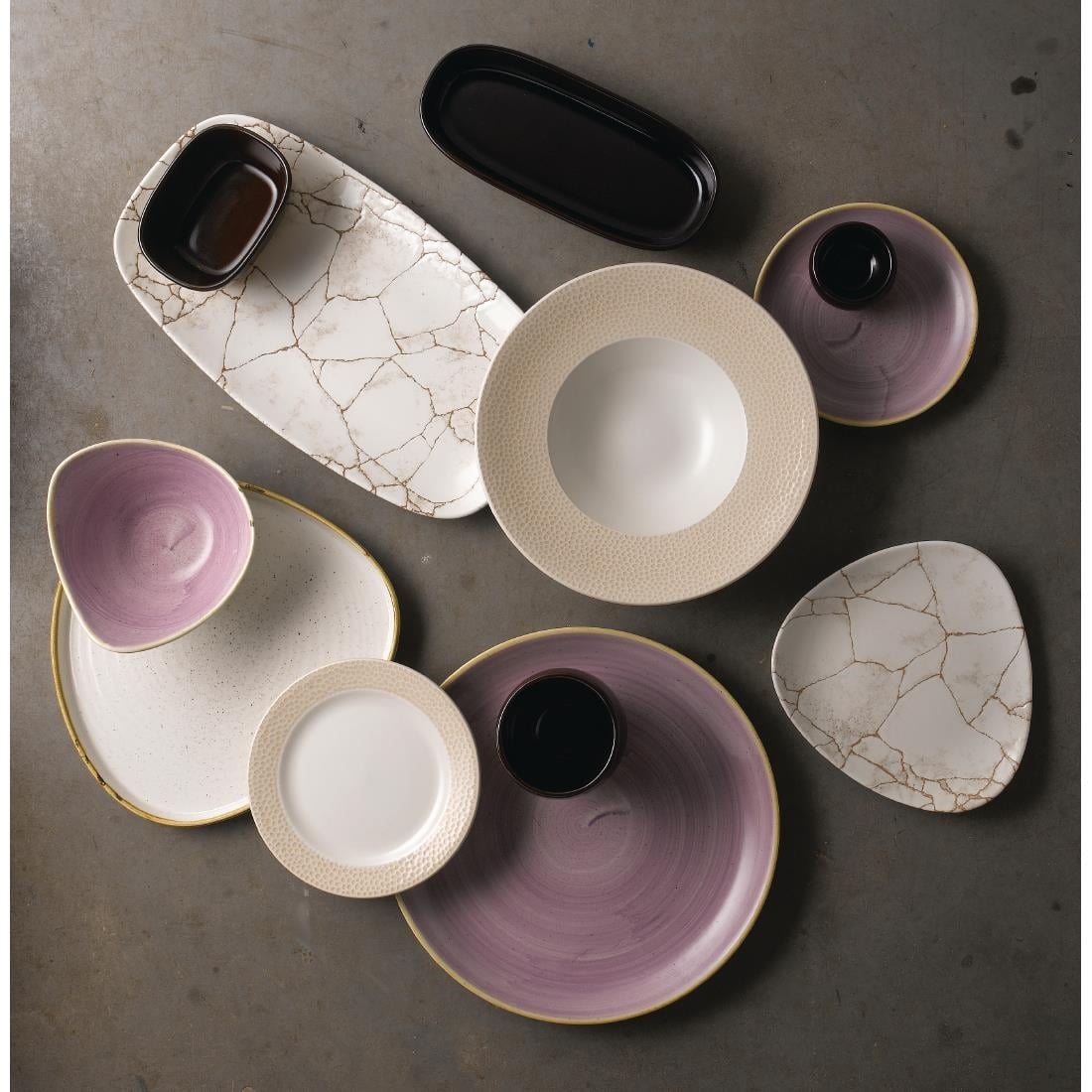 Churchill Studio Prints Kintsugi Agate Grey Lotus Borden 254mm (12 stuks)