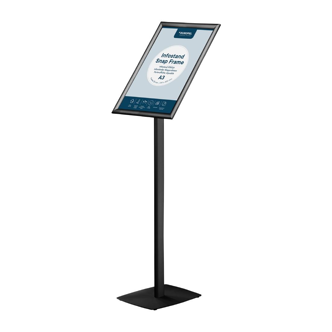 Europel Infostand Zwart Met Snap Frame A3 25mm
