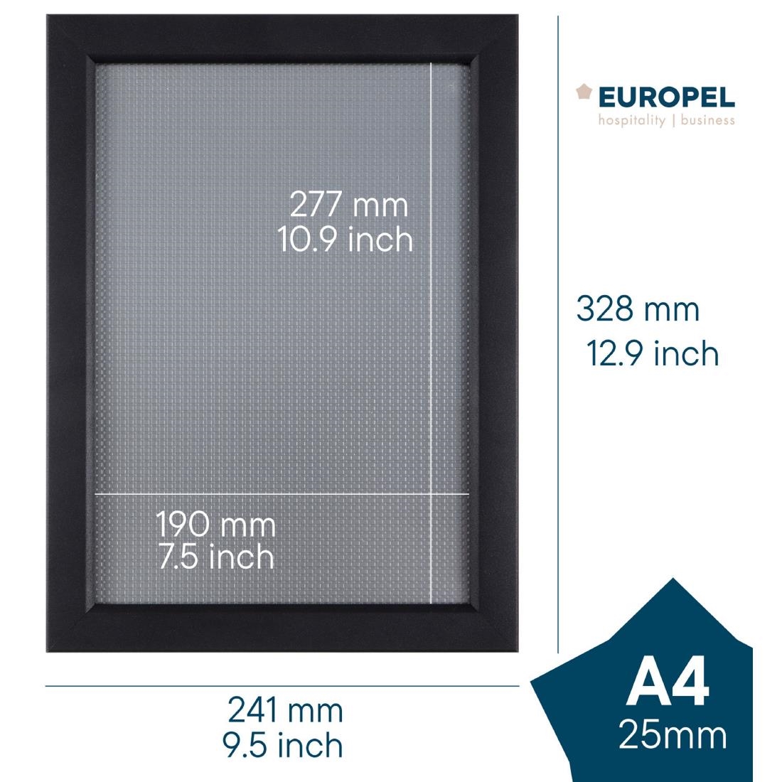 Europel Klapframe A4 25mm Mat Zwart