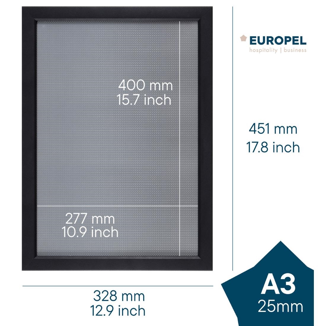 Europel Kliklijst A3 25mm Mat Zwart