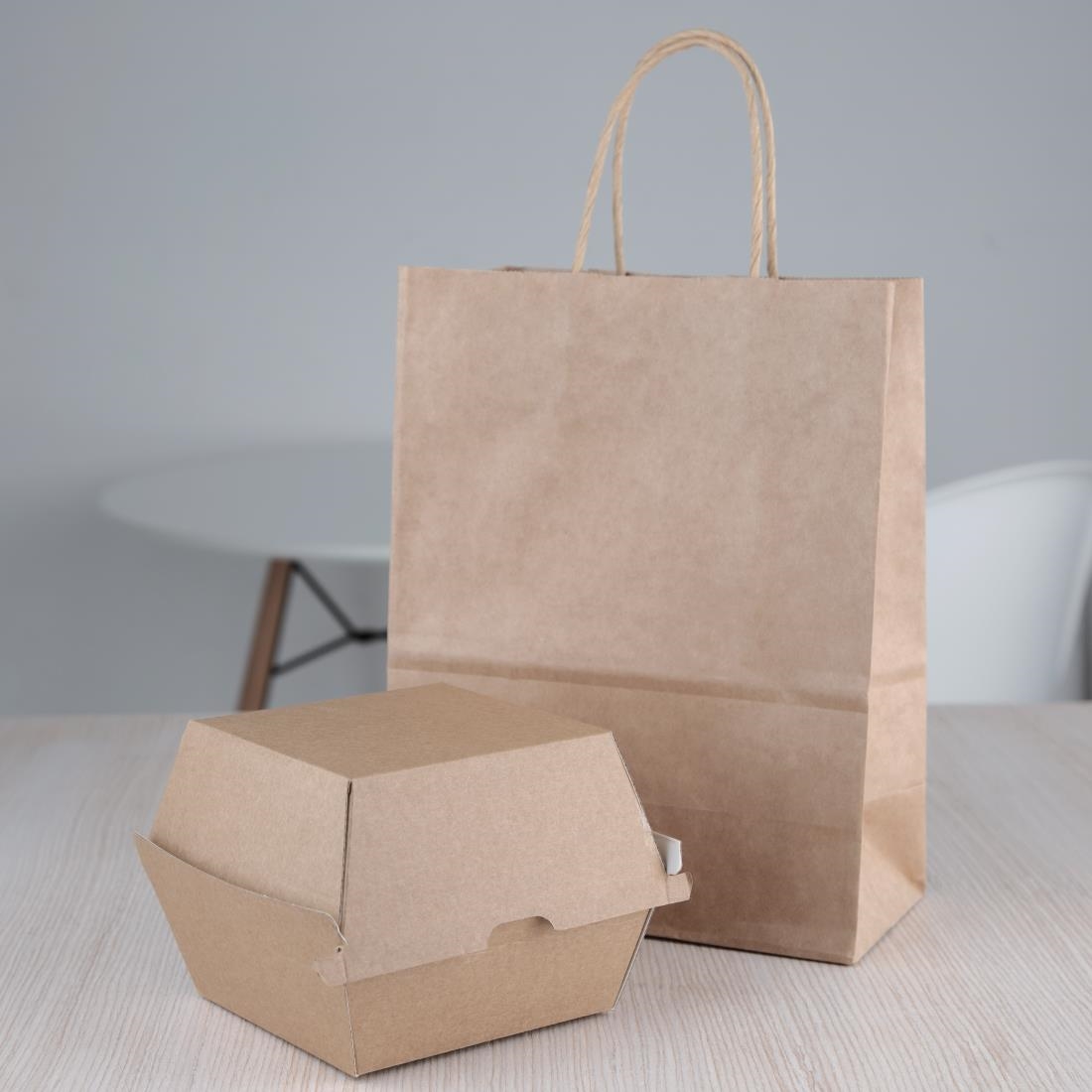 Fiesta Compostable composteerbare hamburgerdoosjes kraft groot 112mm vierkant (150 stuks)