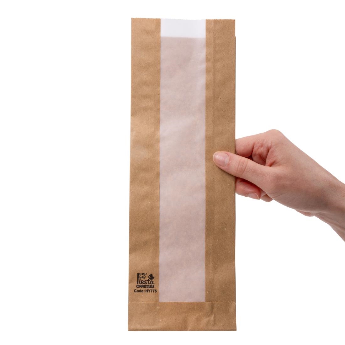 Fiesta Composteerbare Baguettezakken met Glasine Venster 300x100x60mm (1000 stuks)