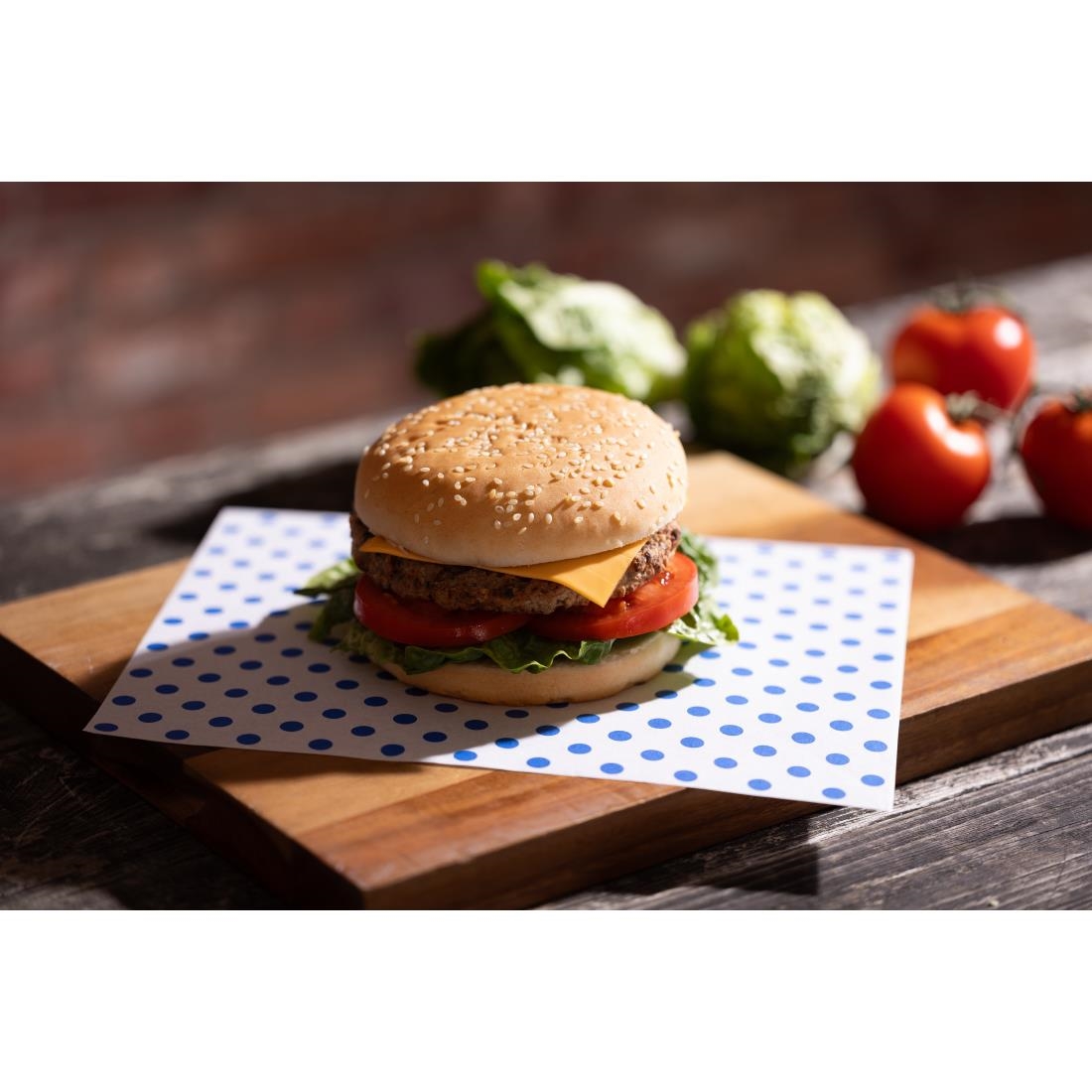 Fiesta Composteerbare Burger Wraps Blauwe Stip 250x200mm (200 stuks)