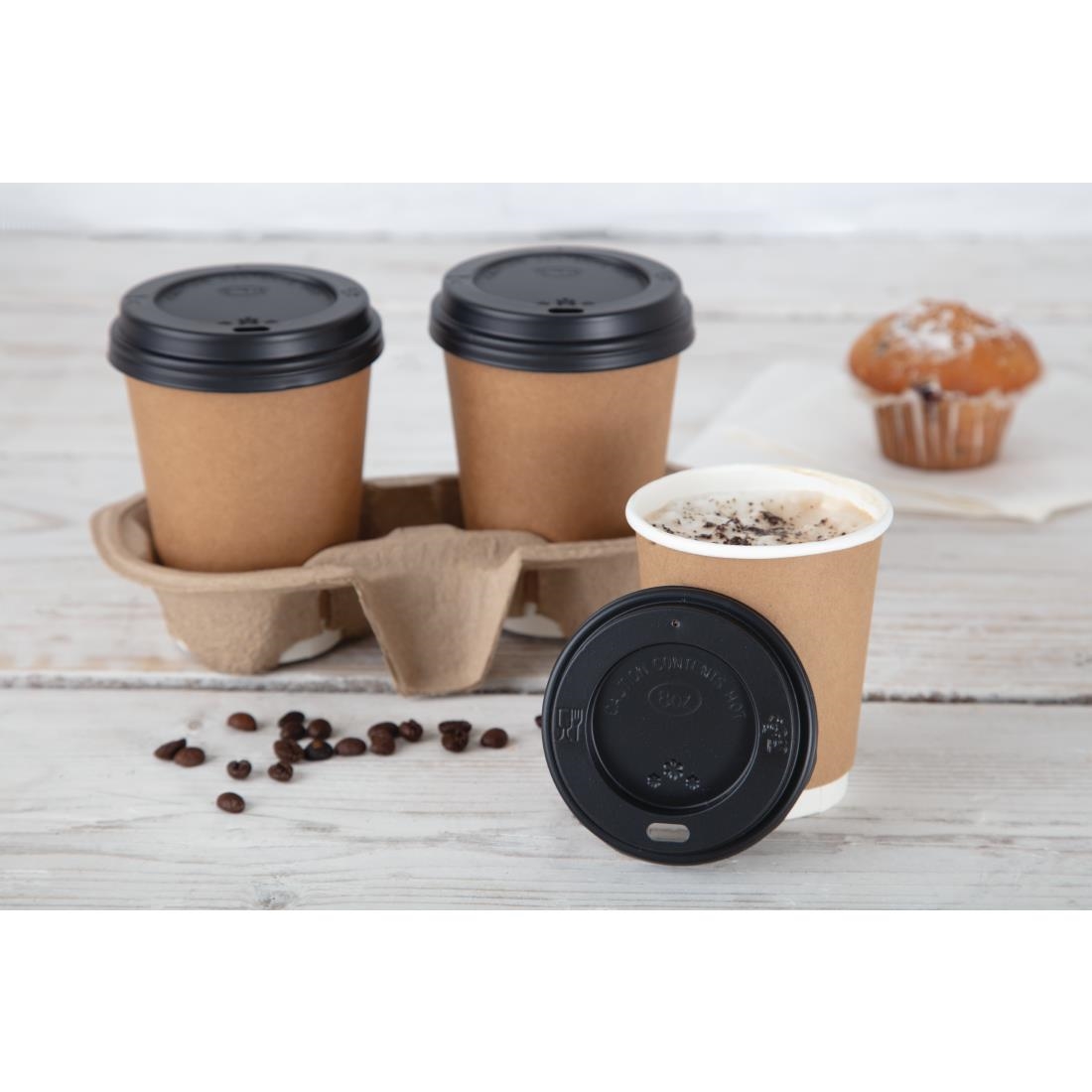 Fiesta Recyclable deksel zwart voor Fiesta Recyclable 225ml koffiebekers (50 stuks)