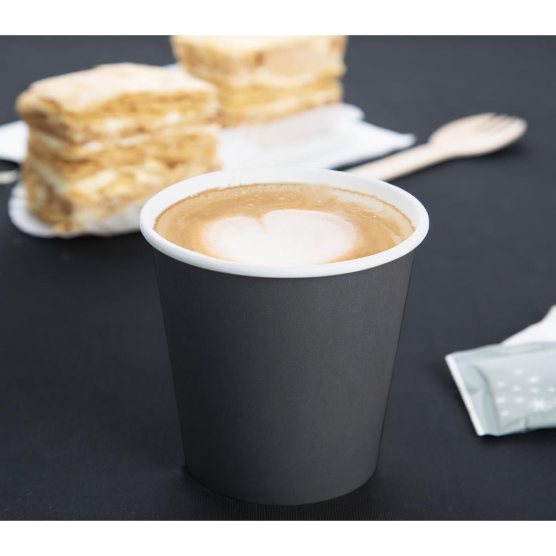 Fiesta Recyclebare Hot Cups Enkelwandig Zwart 170ml (1000 stuks)