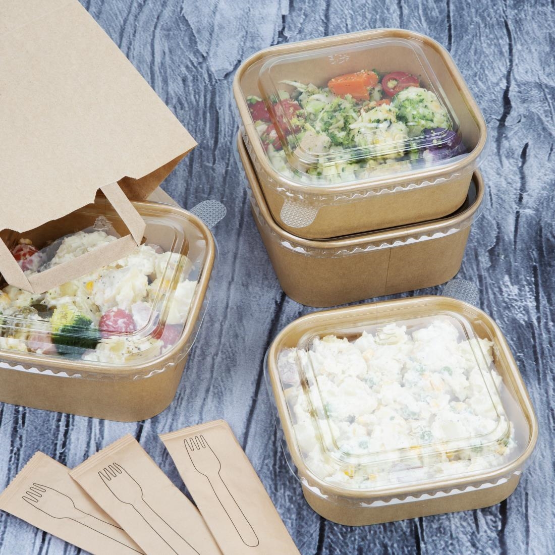Fiesta Recycleerbare Pet Deksel Voor Vierkante Containerbodems (300 stuks)