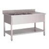 Gastro M RVS spoeltafel 2 spoelbakken links 160x70x85cm