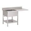 Gastro M RVS spoeltafel met ruimte voor vaatwasser 120x70x85cm